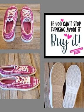 Toms Women’s Pink Tie-Dye Canvas Sneakers with White Trim. NWOB Size 9.5